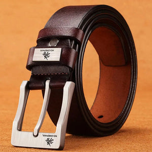 Mens Genuine Leather Belts Cowhide Belt Metal Pin Buckle Dress Waistband UK Size