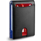 Genuine Leather Slim Wallet for Mens RFID Blocking Credit Card Holder Money Clip
