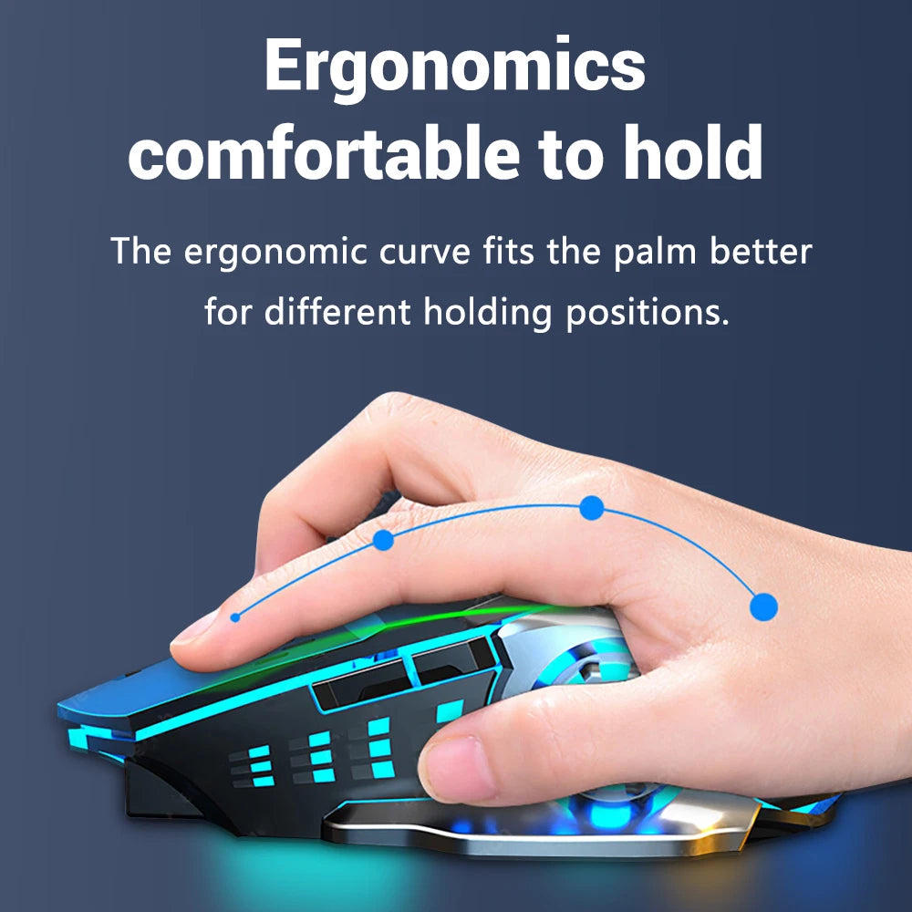Wireless Rechargeable Gaming Mouse Silent Bluetooth USB RGB LED Mice PC Laptop