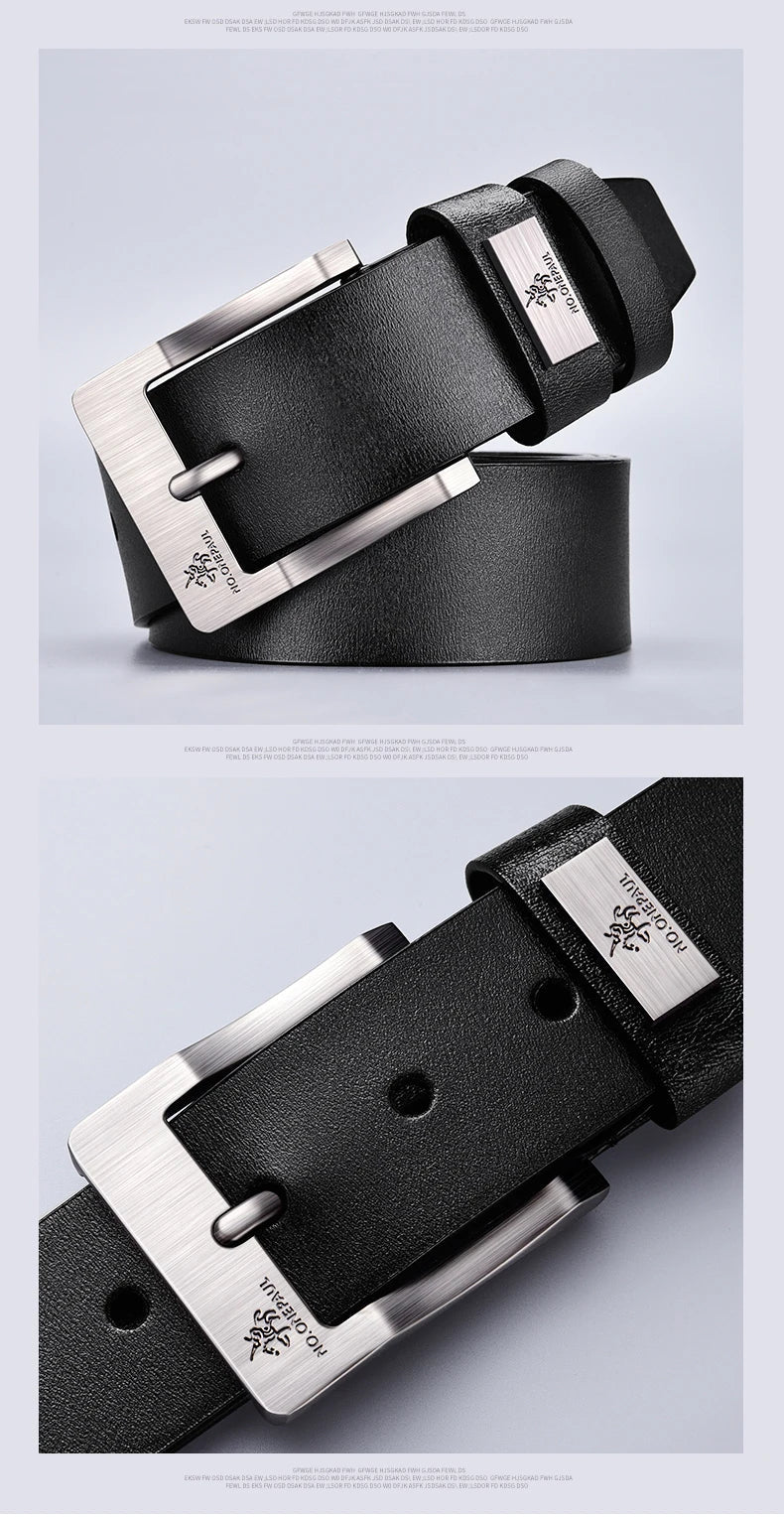 Mens Genuine Leather Belts Cowhide Belt Metal Pin Buckle Dress Waistband UK Size