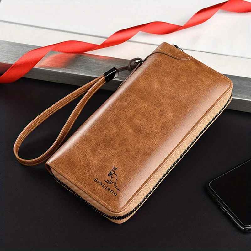 Long Wallet Leather Card Holder Zipper Purse Bag RFID Unisex Clutch High Quality