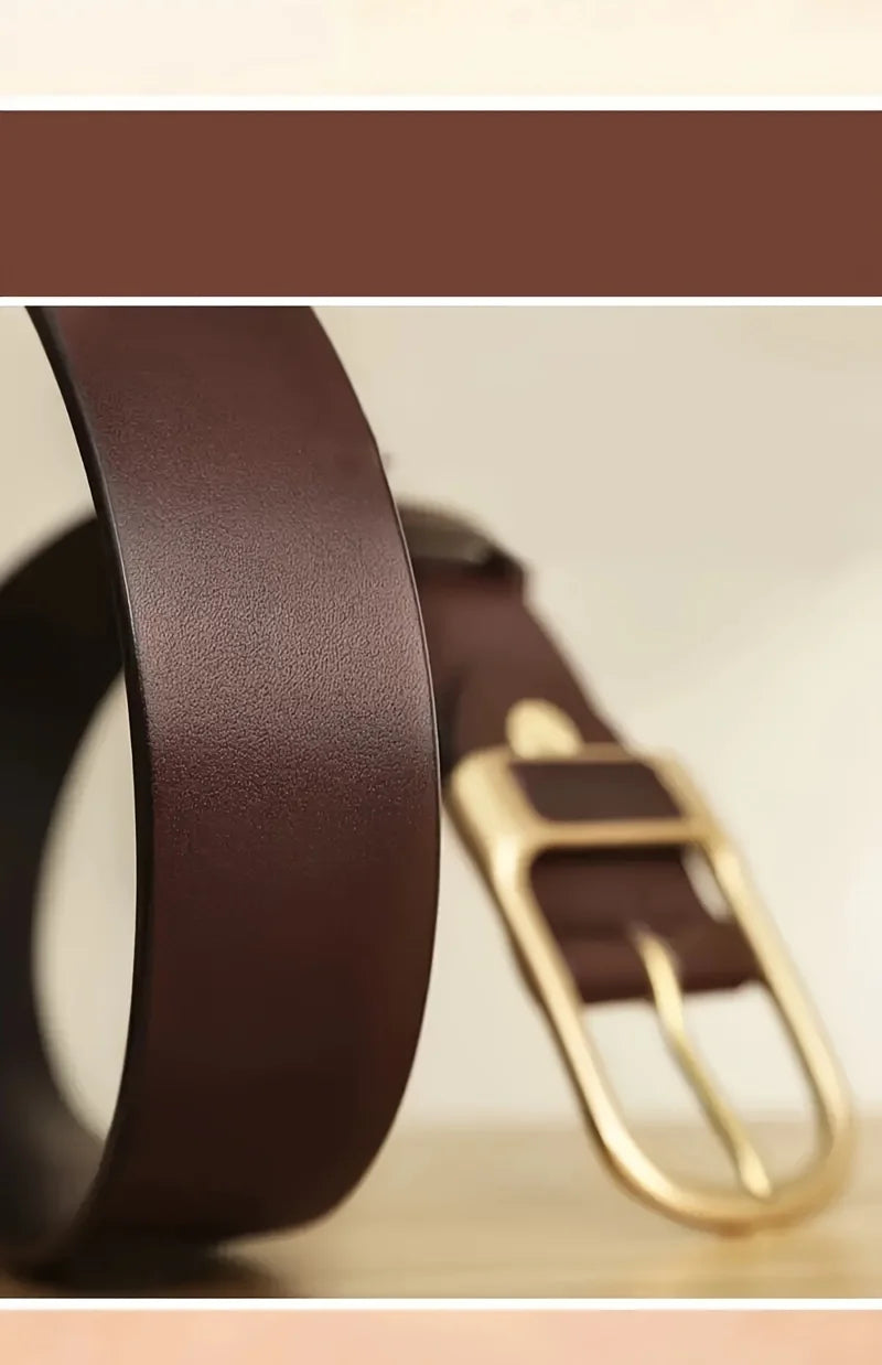 Mens Genuine Leather Belts Coboy Trendy Casual Belt Metal Pin Buckle Waistband