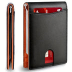 Genuine Leather Slim Wallet for Mens RFID Blocking Credit Card Holder Money Clip
