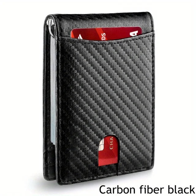 Genuine Leather Slim Wallet for Mens RFID Blocking Credit Card Holder Money Clip
