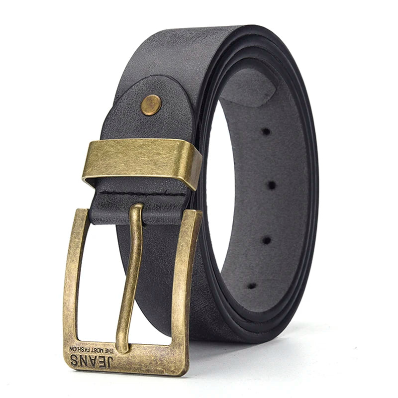 Mens PU Leather Belt Retro Metal Pin Buckle Casual Business Dress Waist UK Size
