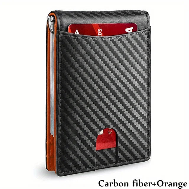 Genuine Leather Slim Wallet for Mens RFID Blocking Credit Card Holder Money Clip