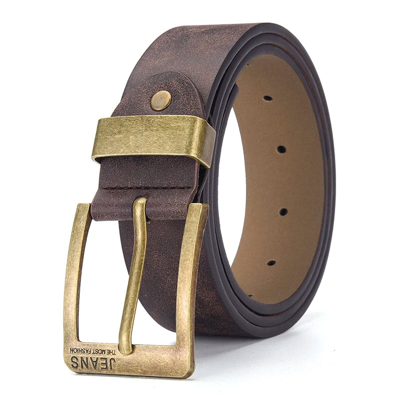 Mens PU Leather Belt Retro Metal Pin Buckle Casual Business Dress Waist UK Size
