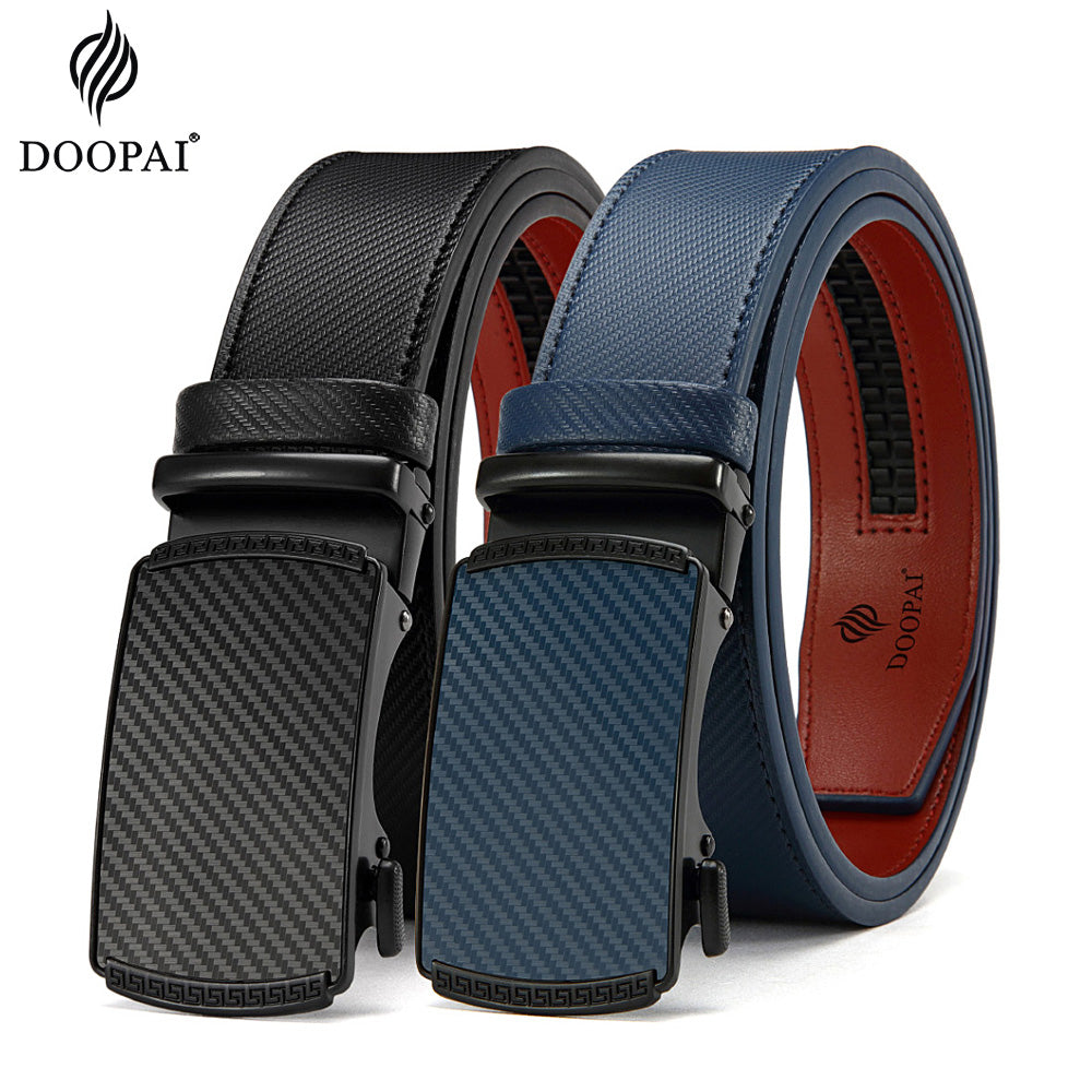DOOPAI Mens Genuine Leather Belts Belt Ratchet Automatic Buckle Waistband Dress