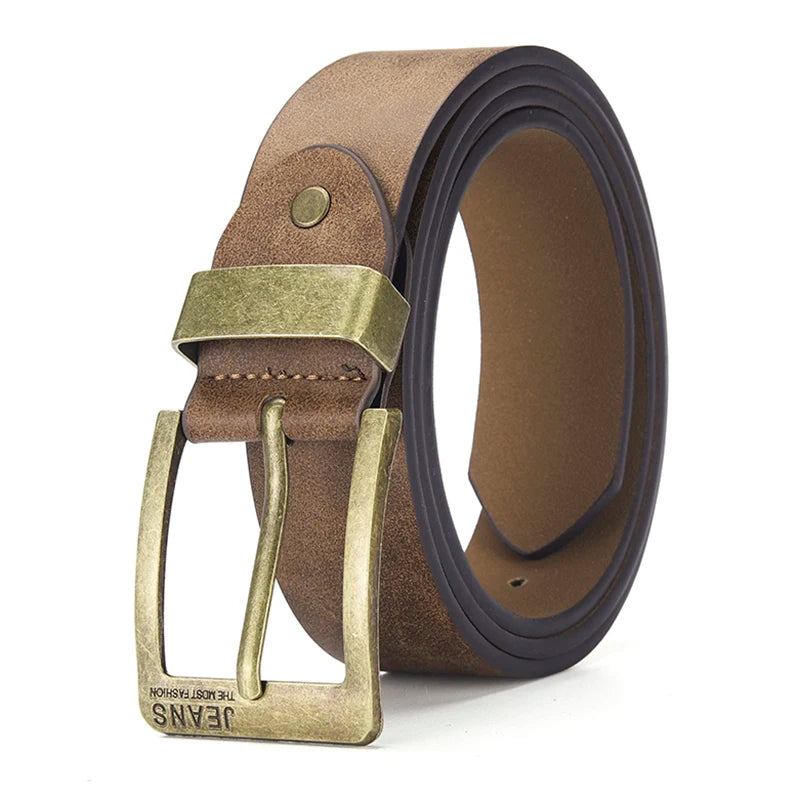 Mens PU Leather Belt Retro Metal Pin Buckle Casual Business Dress Waist UK Size