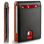 Genuine Leather Slim Wallet for Mens RFID Blocking Credit Card Holder Money Clip
