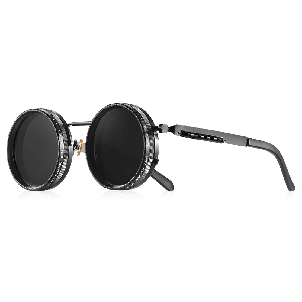 CRIXALIS Polarized ND9 Sunglasses UV400 Adjustable Dimming Round Retro Outdoor