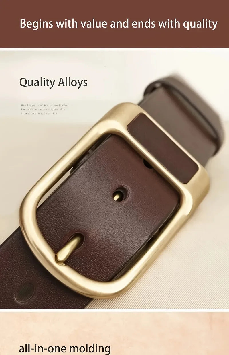 Mens Genuine Leather Belts Coboy Trendy Casual Belt Metal Pin Buckle Waistband