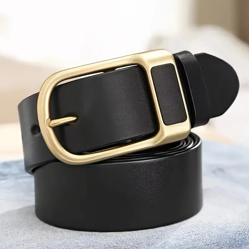 Mens Genuine Leather Belts Coboy Trendy Casual Belt Metal Pin Buckle Waistband