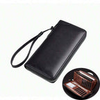 Long Wallet Leather Card Holder Zipper Purse Bag RFID Unisex Clutch High Quality