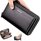 Mens High Quality Leather Long Wallet RFID Card Holder Clutch Zip Business Purse