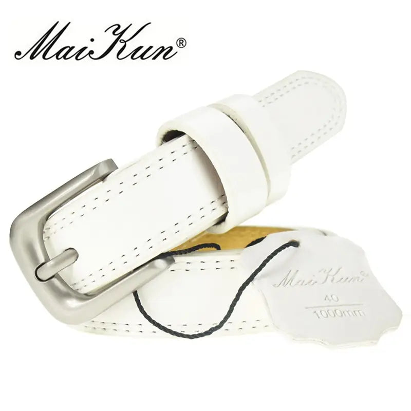 ladies Top Genuine Leather Belts Skinny Waist Womens Belt Metal Pin Buckle Dress