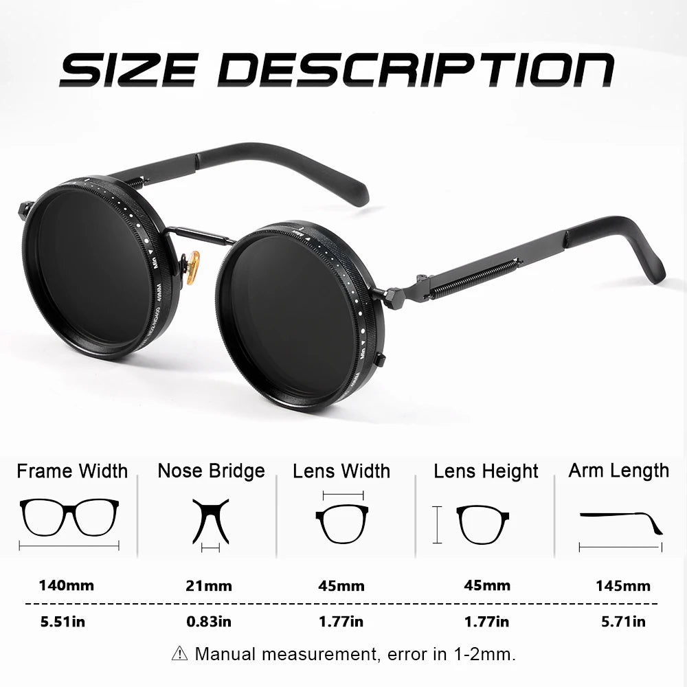 CRIXALIS Polarized ND9 Sunglasses UV400 Adjustable Dimming Round Retro Outdoor