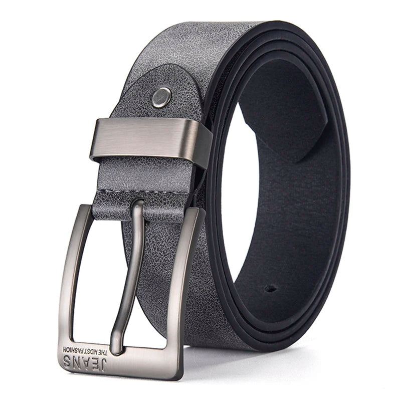 Mens PU Leather Belt Retro Metal Pin Buckle Casual Business Dress Waist UK Size