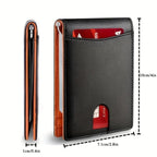 Genuine Leather Slim Wallet for Mens RFID Blocking Credit Card Holder Money Clip