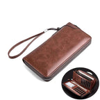 Long Wallet Leather Card Holder Zipper Purse Bag RFID Unisex Clutch High Quality