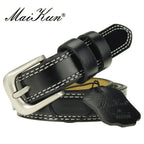 ladies Top Genuine Leather Belts Skinny Waist Womens Belt Metal Pin Buckle Dress