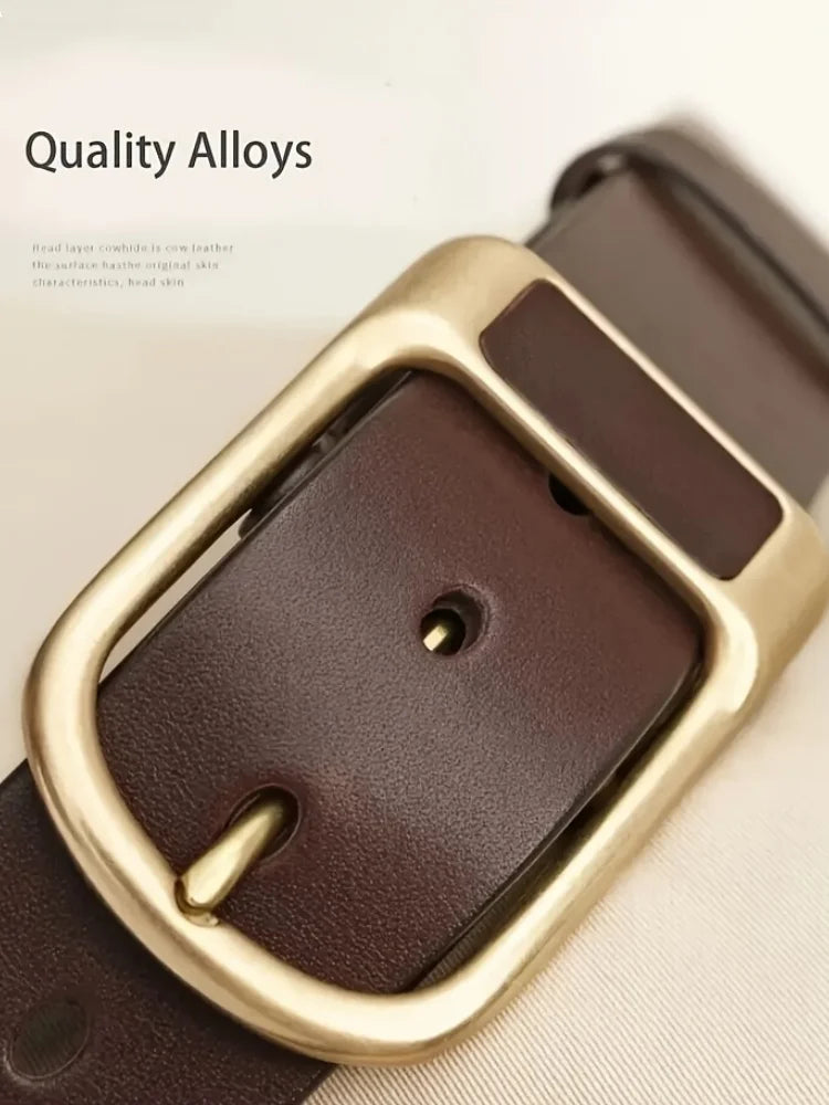 Mens Genuine Leather Belts Coboy Trendy Casual Belt Metal Pin Buckle Waistband