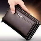 Mens High Quality Leather Long Wallet RFID Card Holder Clutch Zip Business Purse