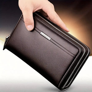Mens High Quality Leather Long Wallet RFID Card Holder Clutch Zip Business Purse