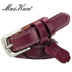 ladies Top Genuine Leather Belts Skinny Waist Womens Belt Metal Pin Buckle Dress