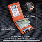 Genuine Leather Slim Wallet for Mens RFID Blocking Credit Card Holder Money Clip