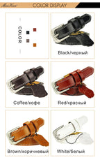 ladies Top Genuine Leather Belts Skinny Waist Womens Belt Metal Pin Buckle Dress