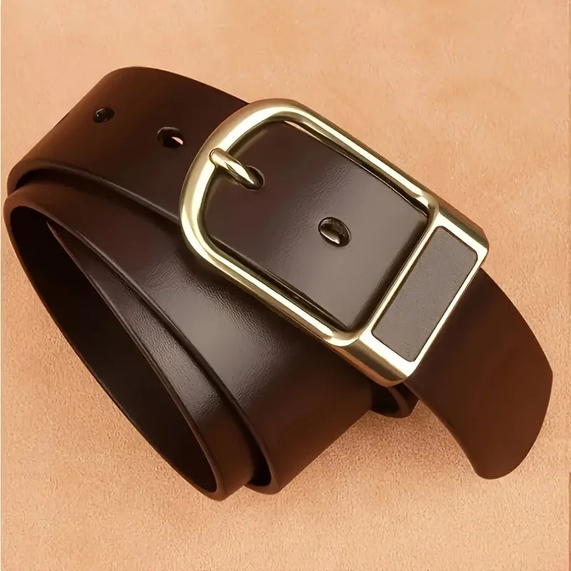 Mens Genuine Leather Belts Coboy Trendy Casual Belt Metal Pin Buckle Waistband