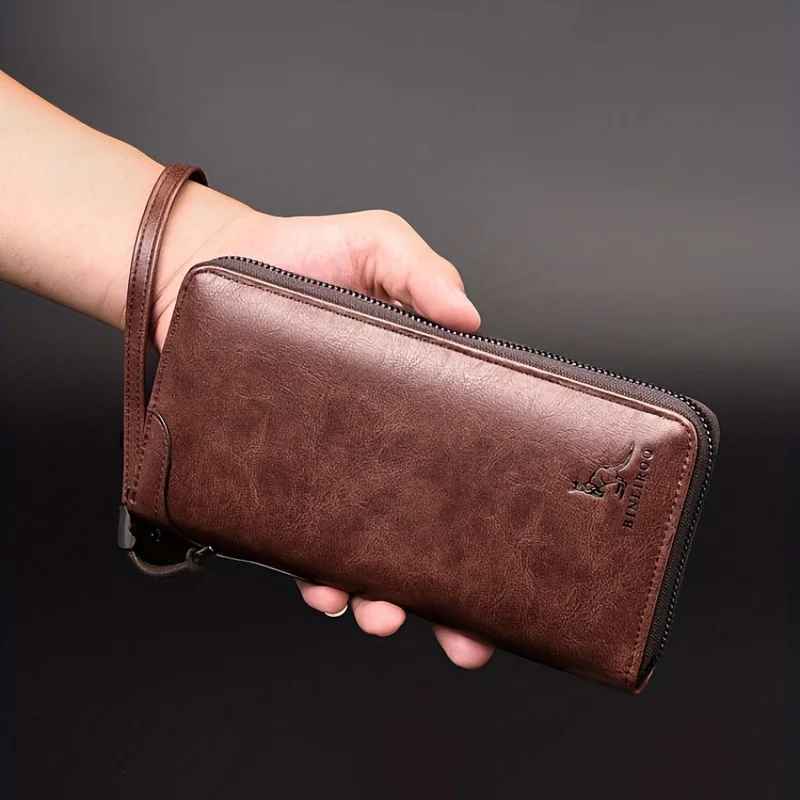 Long Wallet Leather Card Holder Zipper Purse Bag RFID Unisex Clutch High Quality
