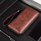 Long Wallet Leather Card Holder Zipper Purse Bag RFID Unisex Clutch High Quality