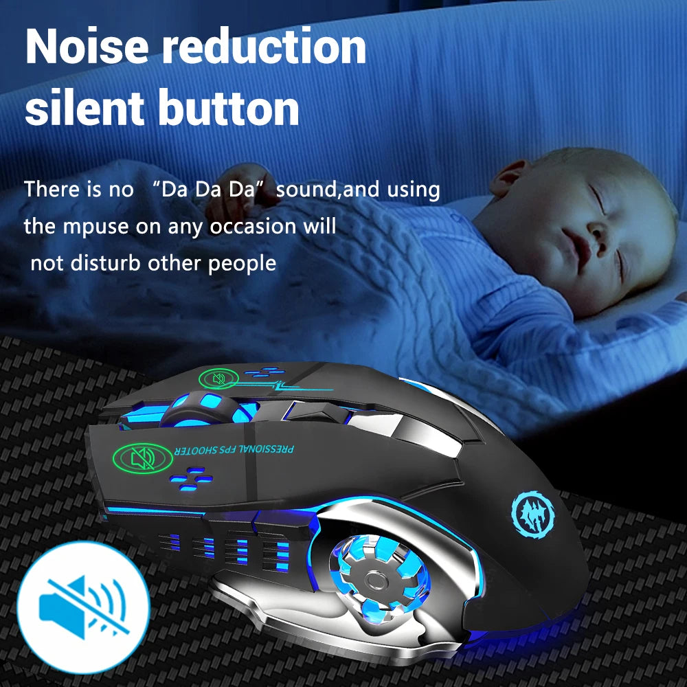 Wireless Rechargeable Gaming Mouse Silent Bluetooth USB RGB LED Mice PC Laptop