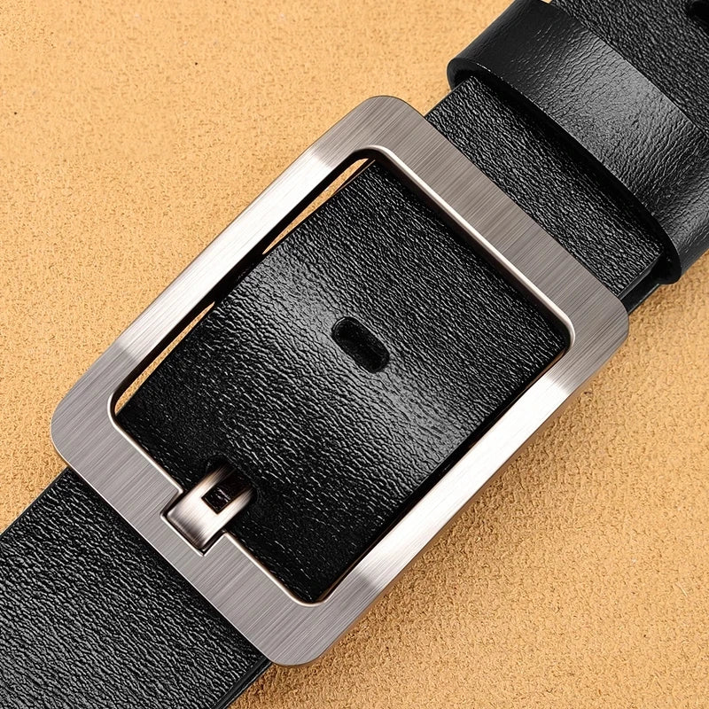 Mens Genuine Leather Belts Cowhide Belt Metal Pin Buckle Dress Waistband UK Size