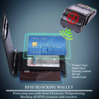Genuine Leather Slim Wallet for Mens RFID Blocking Credit Card Holder Money Clip