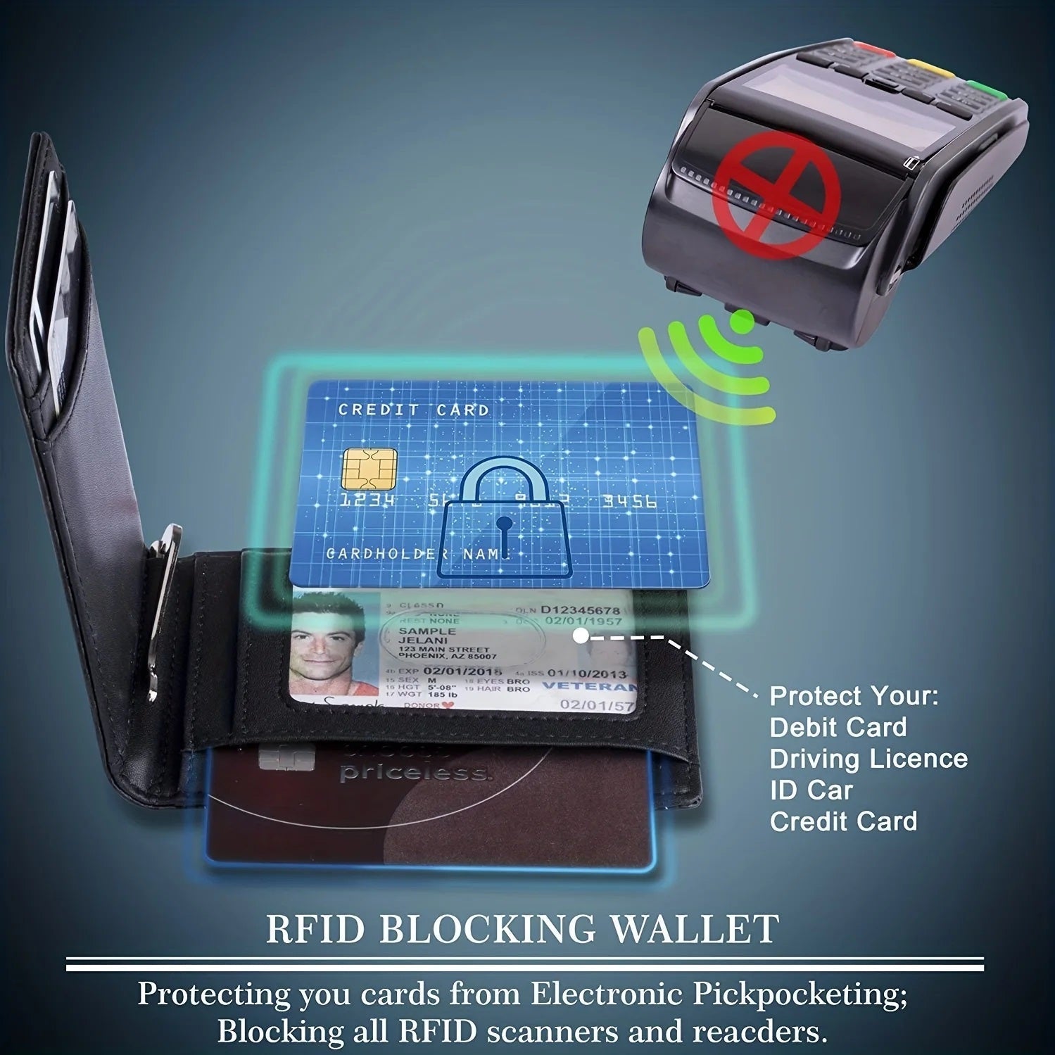 Genuine Leather Slim Wallet for Mens RFID Blocking Credit Card Holder Money Clip