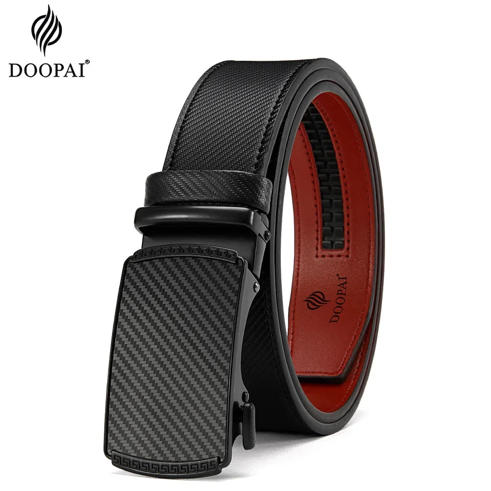 DOOPAI Mens Genuine Leather Belts Belt Ratchet Automatic Buckle Waistband Dress