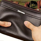 Mens High Quality Leather Long Wallet RFID Card Holder Clutch Zip Business Purse