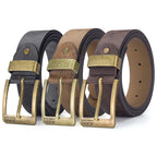 Mens PU Leather Belt Retro Metal Pin Buckle Casual Business Dress Waist UK Size