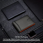 Genuine Leather Slim Wallet for Mens RFID Blocking Credit Card Holder Money Clip