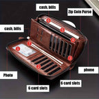 Long Wallet Leather Card Holder Zipper Purse Bag RFID Unisex Clutch High Quality