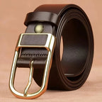 Mens Genuine Leather Belts Coboy Trendy Casual Belt Metal Pin Buckle Waistband