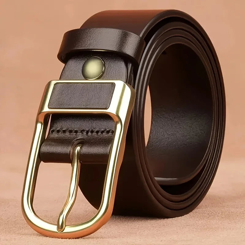Mens Genuine Leather Belts Coboy Trendy Casual Belt Metal Pin Buckle Waistband
