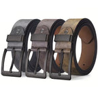 Mens PU Leather Belt Retro Metal Pin Buckle Casual Business Dress Waist UK Size