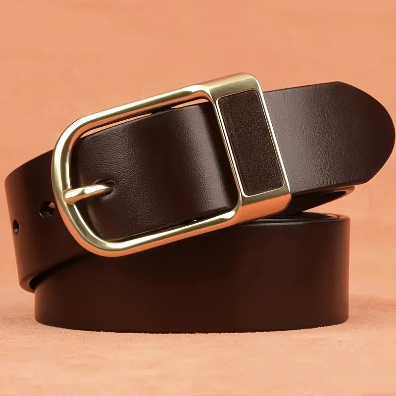 Mens Genuine Leather Belts Coboy Trendy Casual Belt Metal Pin Buckle Waistband