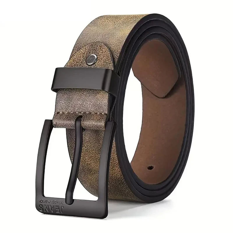Mens PU Leather Belt Retro Metal Pin Buckle Casual Business Dress Waist UK Size