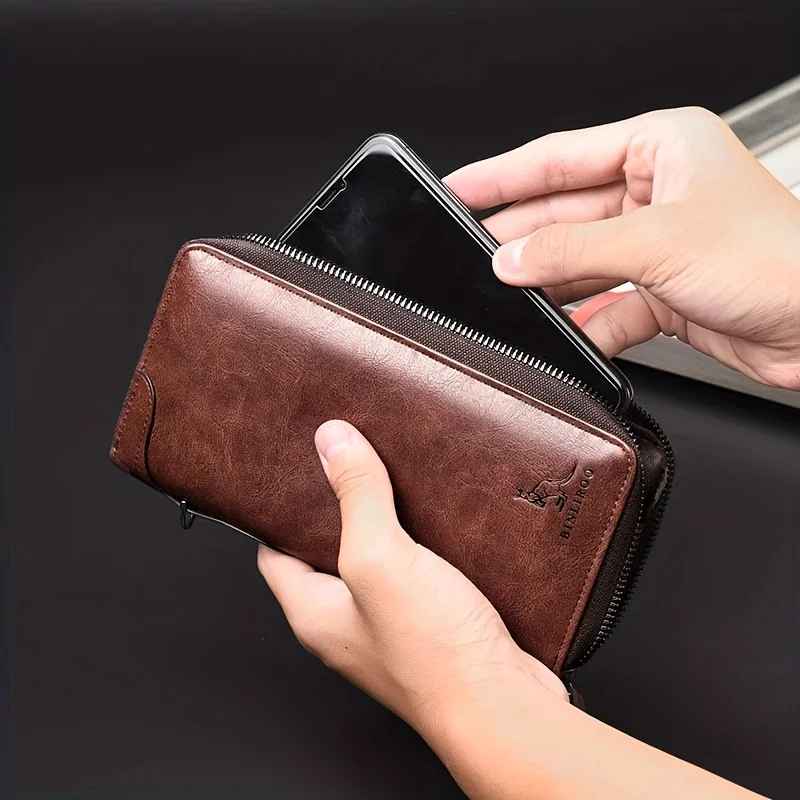 Long Wallet Leather Card Holder Zipper Purse Bag RFID Unisex Clutch High Quality