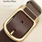 Mens Genuine Leather Belts Coboy Trendy Casual Belt Metal Pin Buckle Waistband